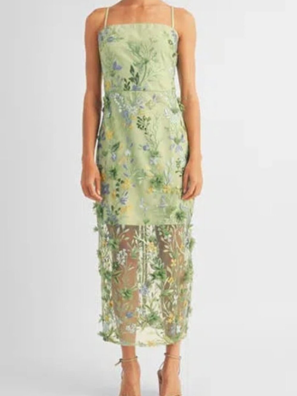 Arose Studio Hailey Embroidered Sheath Cocktail Dress In Green. Sz: XL